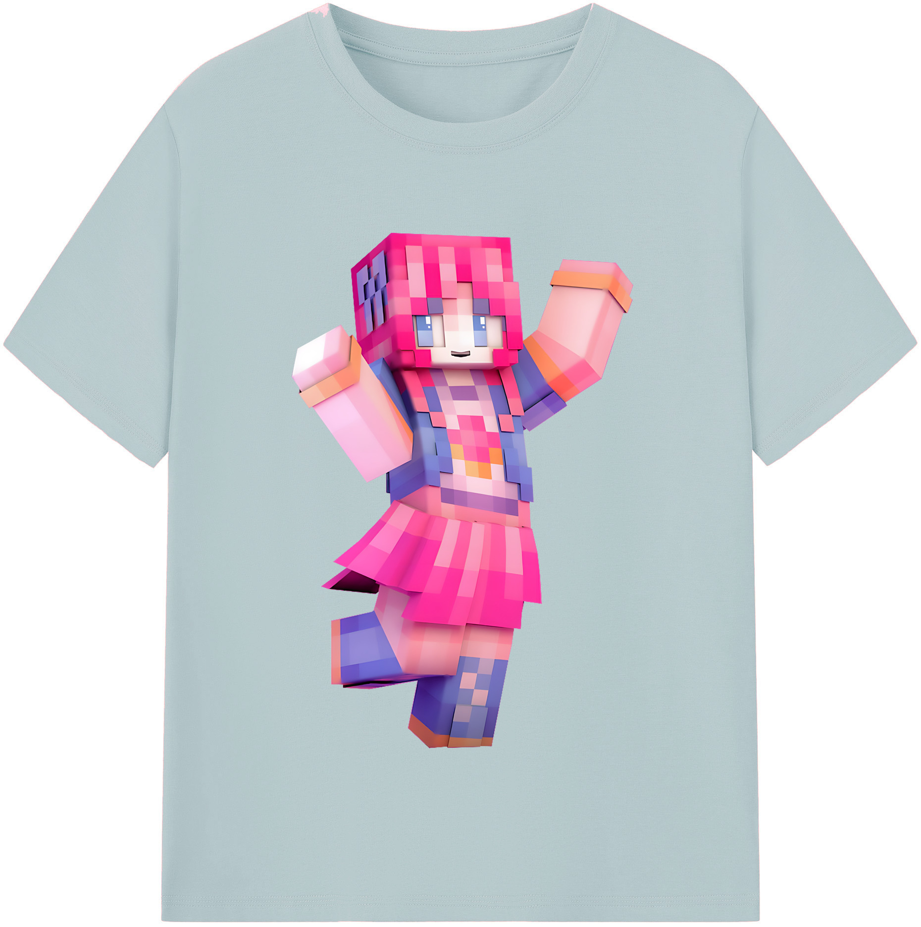 （画像用） マインクラフト ブロックの世界 Minecraft MC Block world 綿100％半袖Tシャツ（フロントプリント）